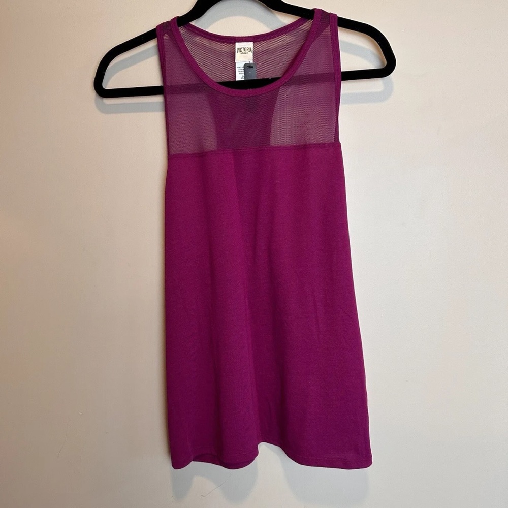 Victoria's Secret Sport Womens Magenta‎ Active Wear Mesh Racerback Tank￼ Size L